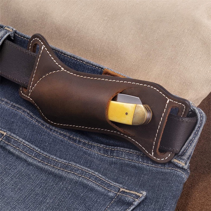 Edc Carry Belt Leather - Outdoor Waist-Mounted Genuine Leather EDC Knife