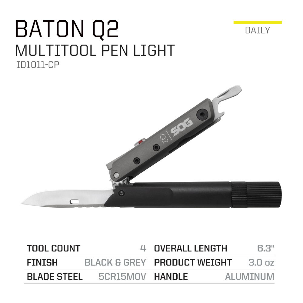 SOG BATON Q2 4 in 1 Multi-Tool - đánh giá và giá Edc Carry Flashlight
